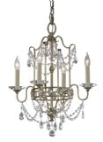 Gia 4 Arm Gilded Silver Crystal Chandelier
